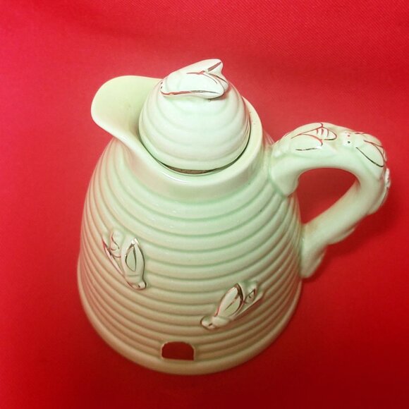 Vintage Green Beehive Honey Pot Ceramic with Lid - Picture 6 of 12